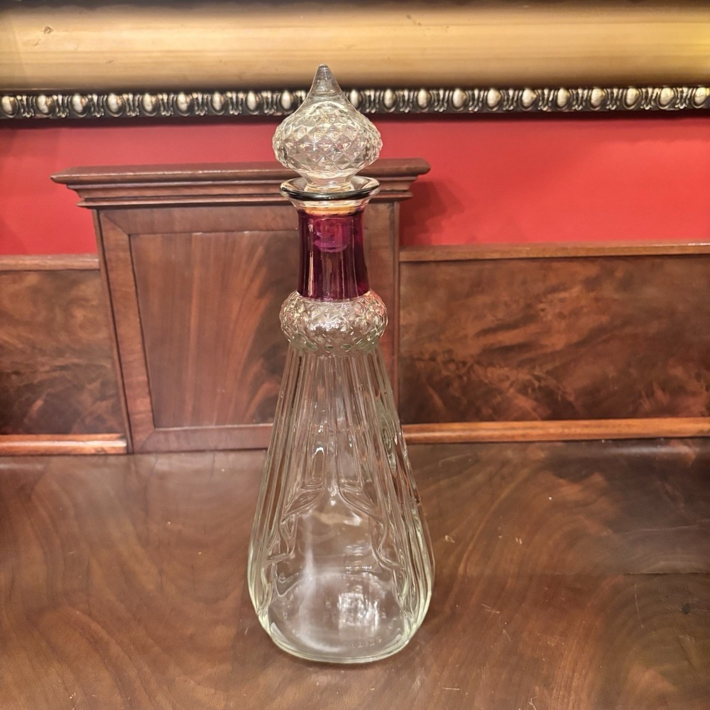 Vintage 1957 Smirnoff Vodka Pinnacle Bottle Decanter w/ Stopper Purple Glass 13"